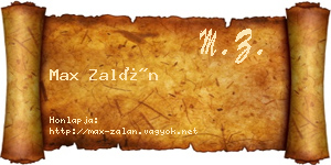 Max Zalán névjegykártya