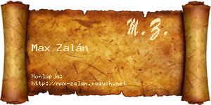 Max Zalán névjegykártya